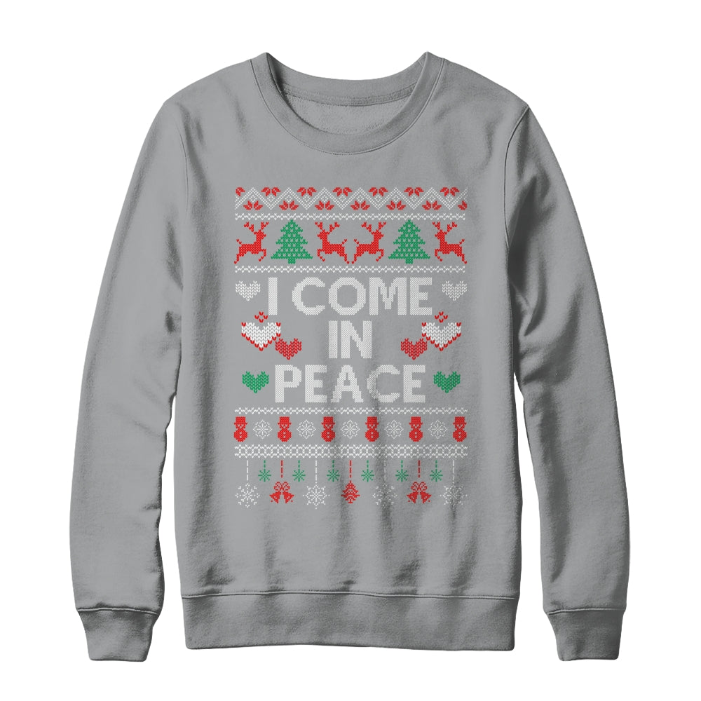 I Come In Peace I'm Peace Matching Couple Ugly Christmas Shirt & Sweatshirt | siriusteestore