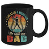 I Created A Monster He Call Me Dad Softball Baseball Mug | siriusteestore