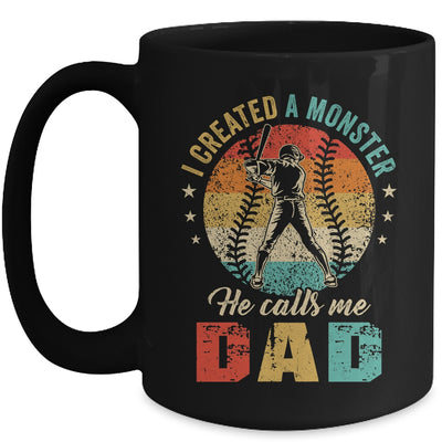 I Created A Monster He Call Me Dad Softball Baseball Mug | siriusteestore