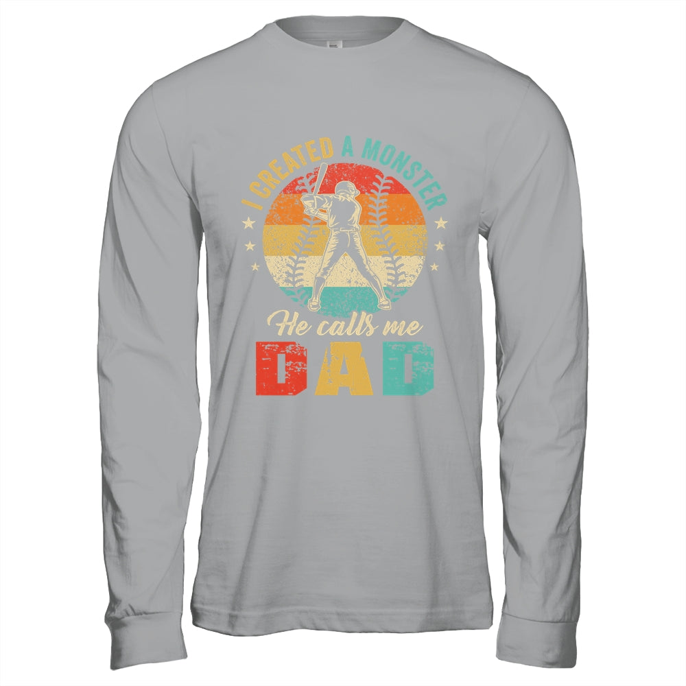 I Created A Monster He Call Me Dad Softball Baseball Shirt & Hoodie | siriusteestore