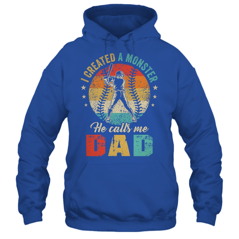 I Created A Monster He Call Me Dad Softball Baseball Shirt & Hoodie | siriusteestore