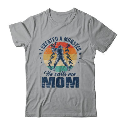 I Created A Monster He Call Me Mom Softball Baseball Retro Shirt & Tank Top | siriusteestore