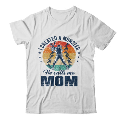 I Created A Monster He Call Me Mom Softball Baseball Retro Shirt & Tank Top | siriusteestore