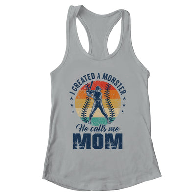 I Created A Monster He Call Me Mom Softball Baseball Retro Shirt & Tank Top | siriusteestore