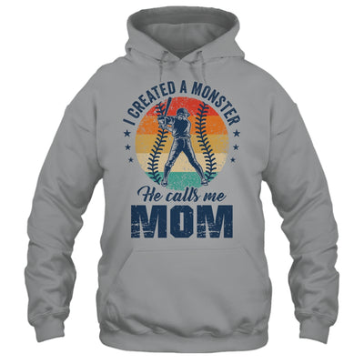 I Created A Monster He Call Me Mom Softball Baseball Retro Shirt & Tank Top | siriusteestore