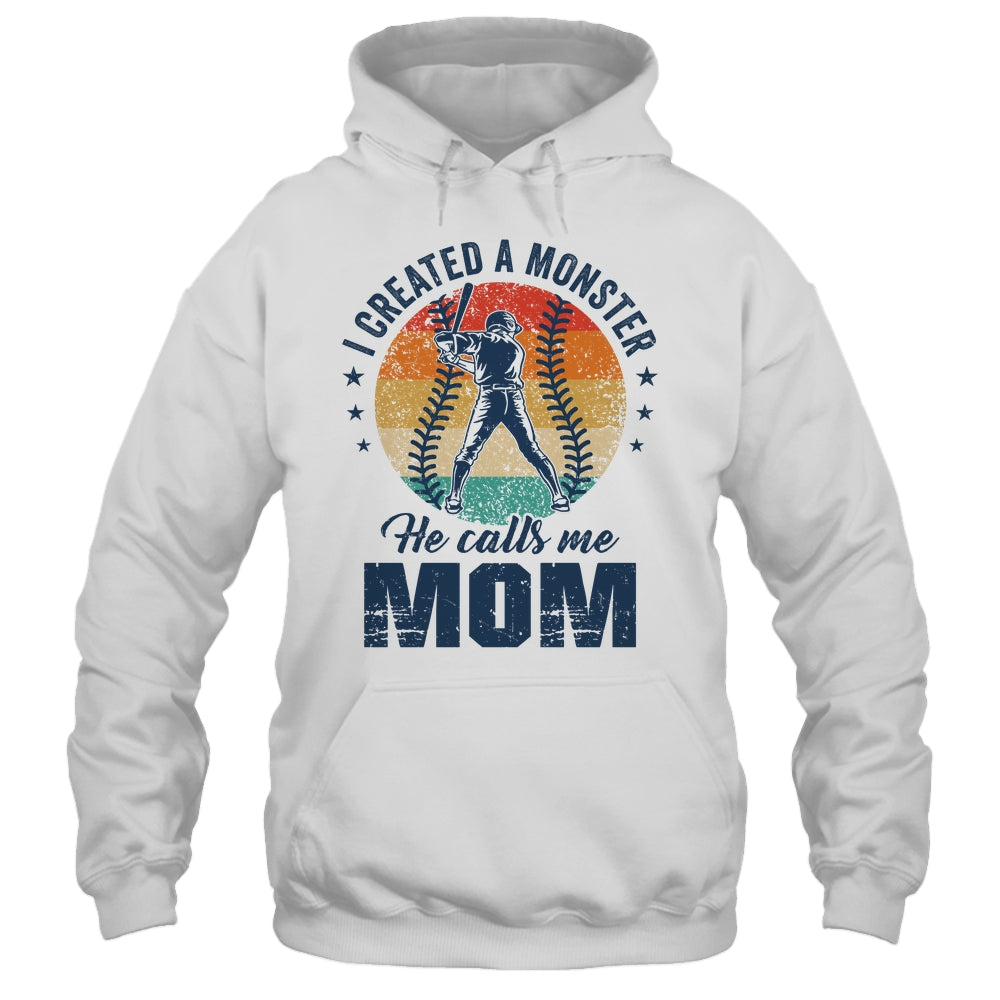 I Created A Monster He Call Me Mom Softball Baseball Retro Shirt & Tank Top | siriusteestore