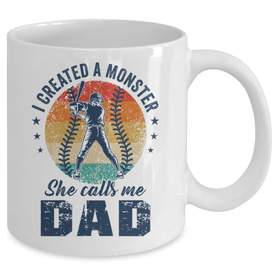 I Created A Monster She Call Me Dad Softball Baseball Retro Mug | siriusteestore