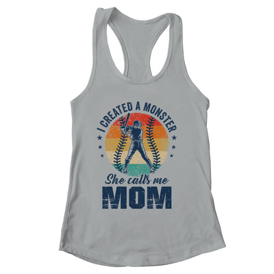 I Created A Monster She Call Me Mom Softball Baseball Retro Shirt & Tank Top | siriusteestore