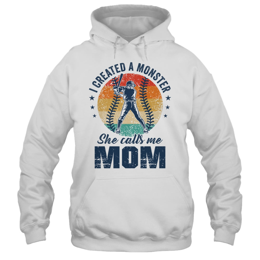 I Created A Monster She Call Me Mom Softball Baseball Retro Shirt & Tank Top | siriusteestore