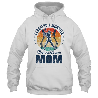 I Created A Monster She Call Me Mom Softball Baseball Retro Shirt & Tank Top | siriusteestore