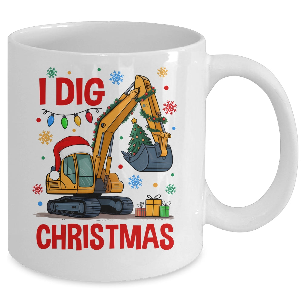 I Dig Christmas Christmas Boy Kid Excavator Cute Xmas Mug | siriusteestore