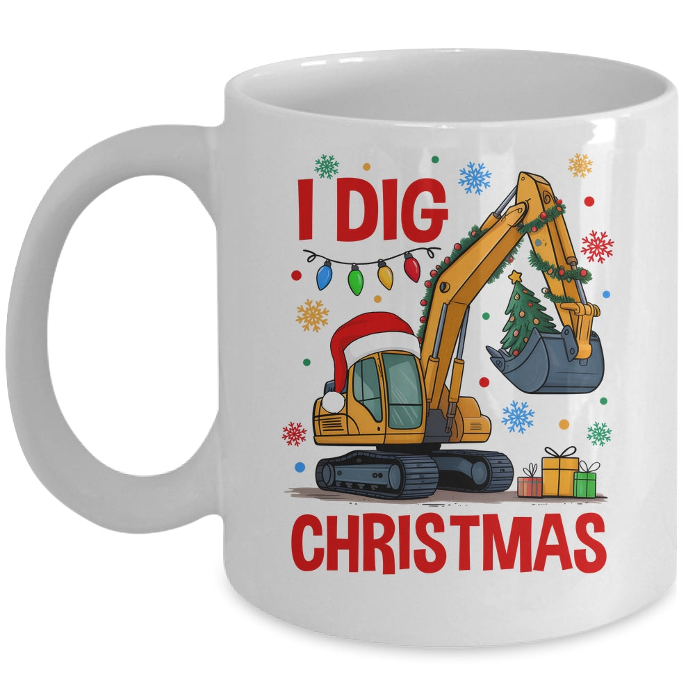 I Dig Christmas Christmas Boy Kid Excavator Cute Xmas Mug | siriusteestore