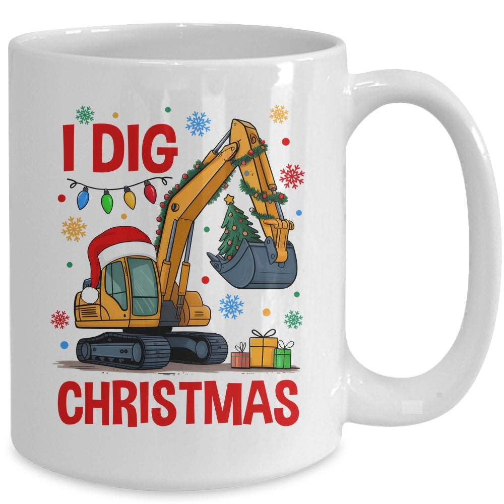 I Dig Christmas Christmas Boy Kid Excavator Cute Xmas Mug | siriusteestore