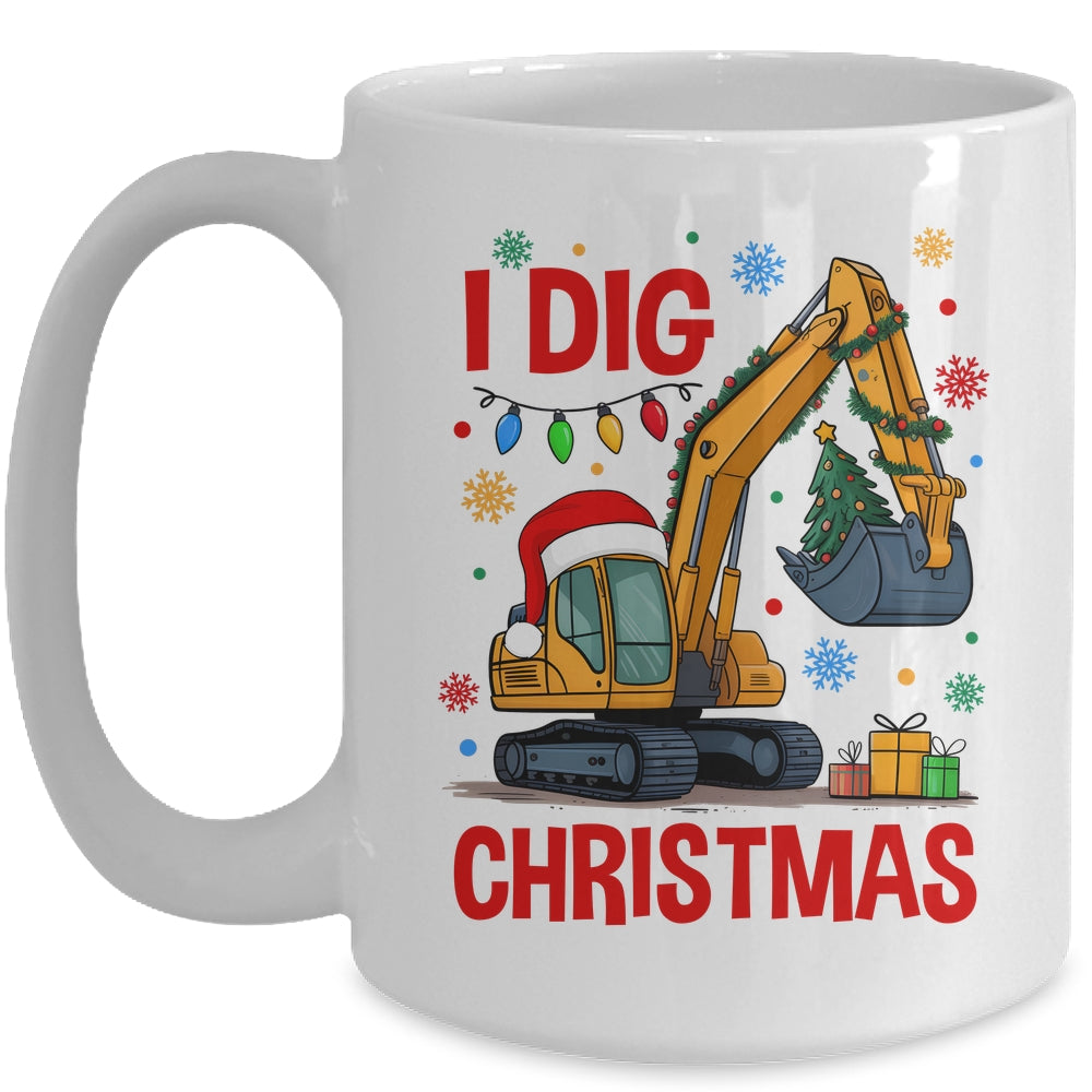 I Dig Christmas Christmas Boy Kid Excavator Cute Xmas Mug | siriusteestore
