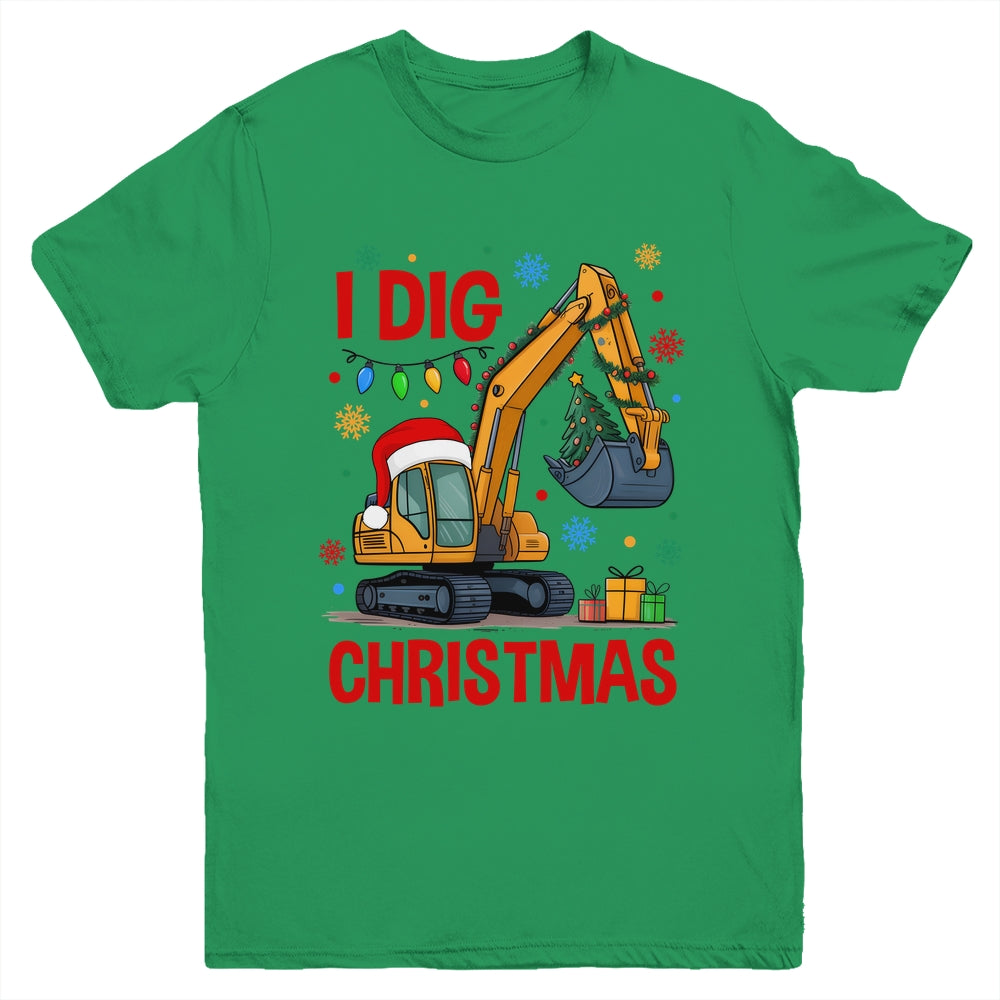I Dig Christmas Christmas Boy Kid Excavator Cute Xmas Youth Shirt | siriusteestore