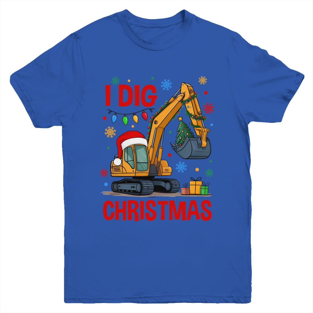 I Dig Christmas Christmas Boy Kid Excavator Cute Xmas Youth Shirt | siriusteestore