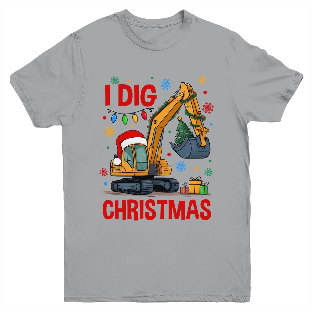 I Dig Christmas Christmas Boy Kid Excavator Cute Xmas Youth Shirt | siriusteestore