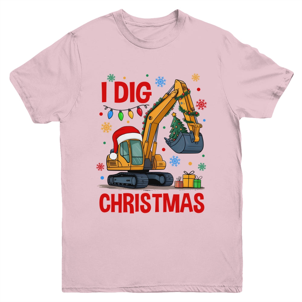 I Dig Christmas Christmas Boy Kid Excavator Cute Xmas Youth Shirt | siriusteestore