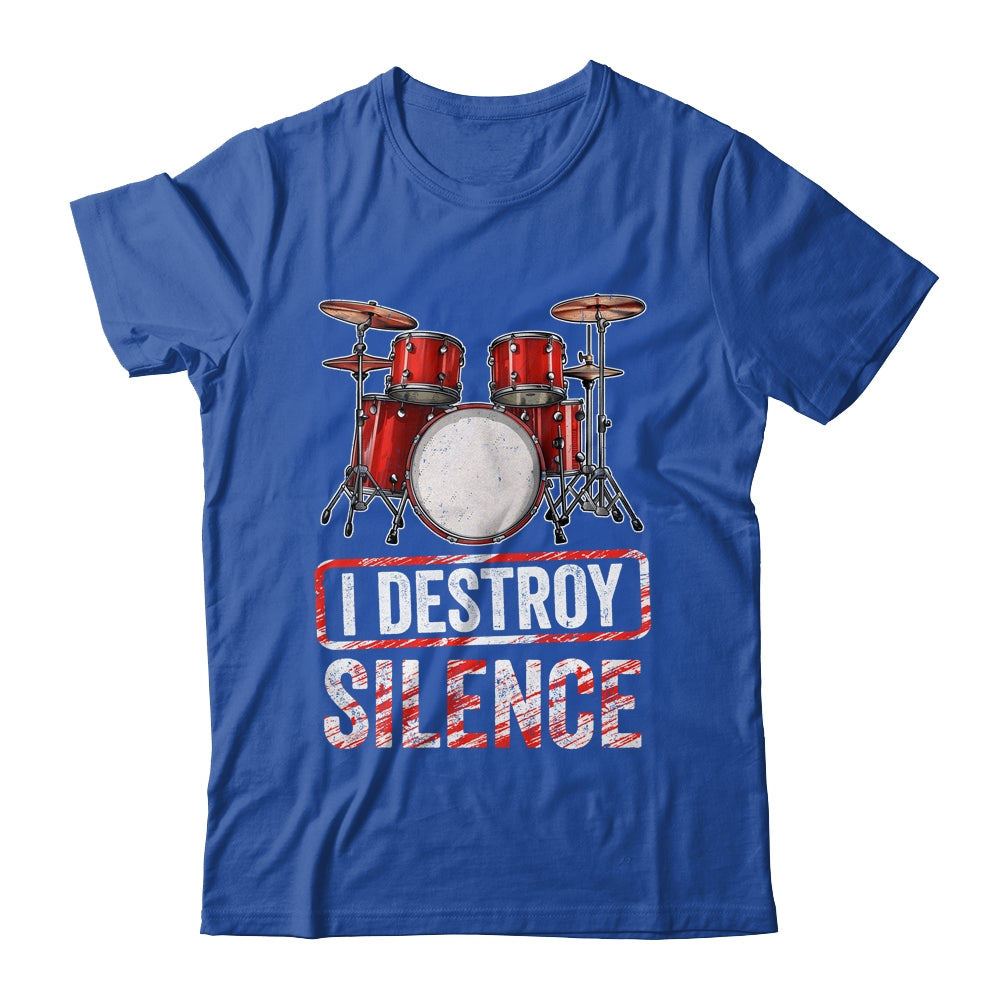 I Distroy Silence Drums Percussion Rock Music Drummer Shirt & Tank Top | siriusteestore