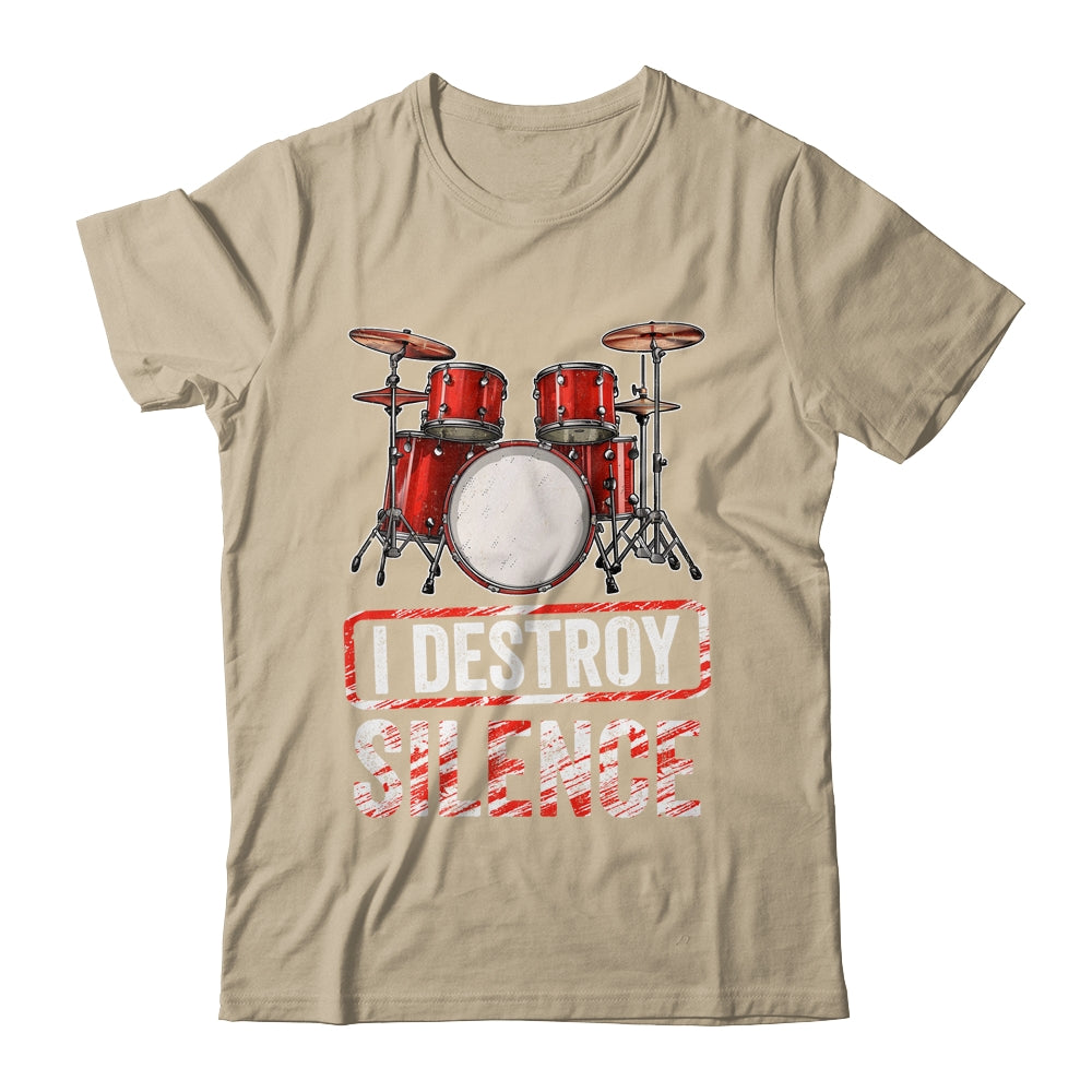 I Distroy Silence Drums Percussion Rock Music Drummer Shirt & Tank Top | siriusteestore