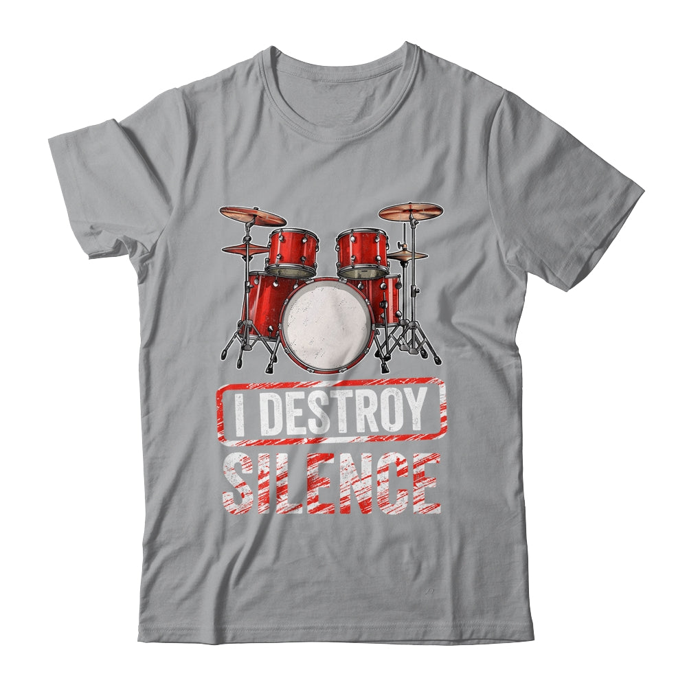 I Distroy Silence Drums Percussion Rock Music Drummer Shirt & Tank Top | siriusteestore