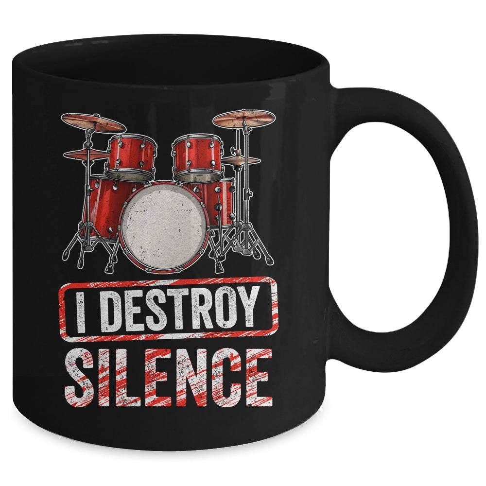 I Distroy Silence Drums Percussion Rock Music Drummer Mug | siriusteestore