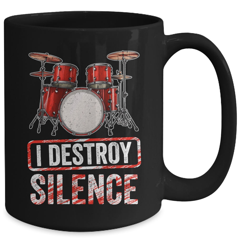 I Distroy Silence Drums Percussion Rock Music Drummer Mug | siriusteestore