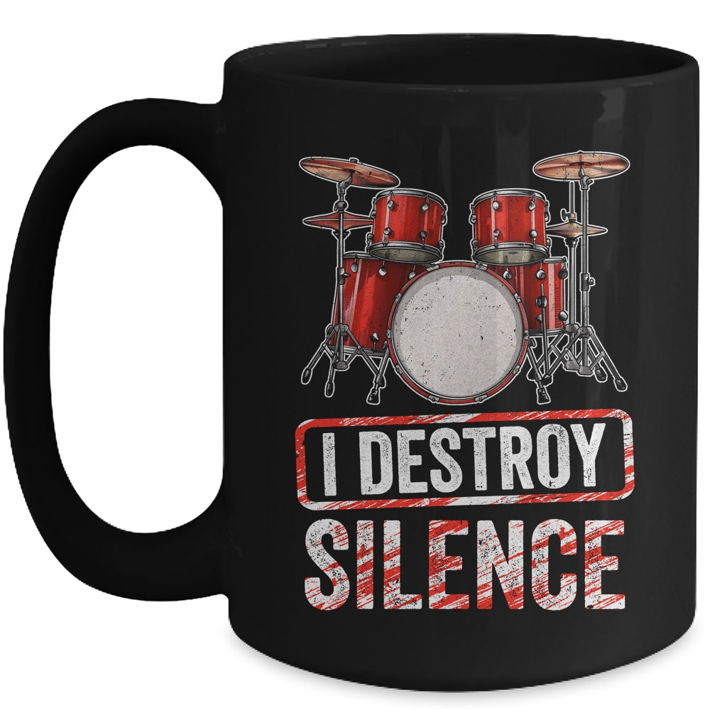 I Distroy Silence Drums Percussion Rock Music Drummer Mug | siriusteestore