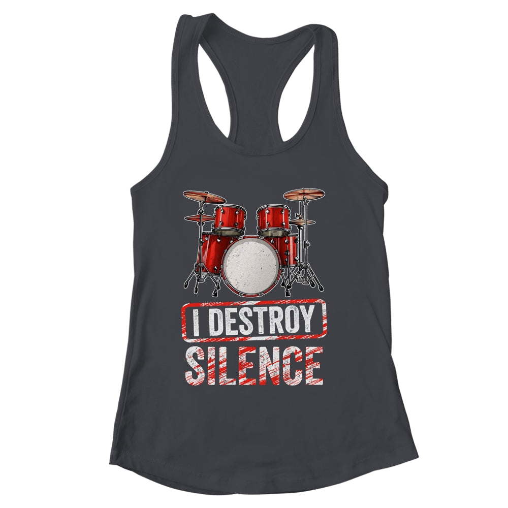 I Distroy Silence Drums Percussion Rock Music Drummer Shirt & Tank Top | siriusteestore