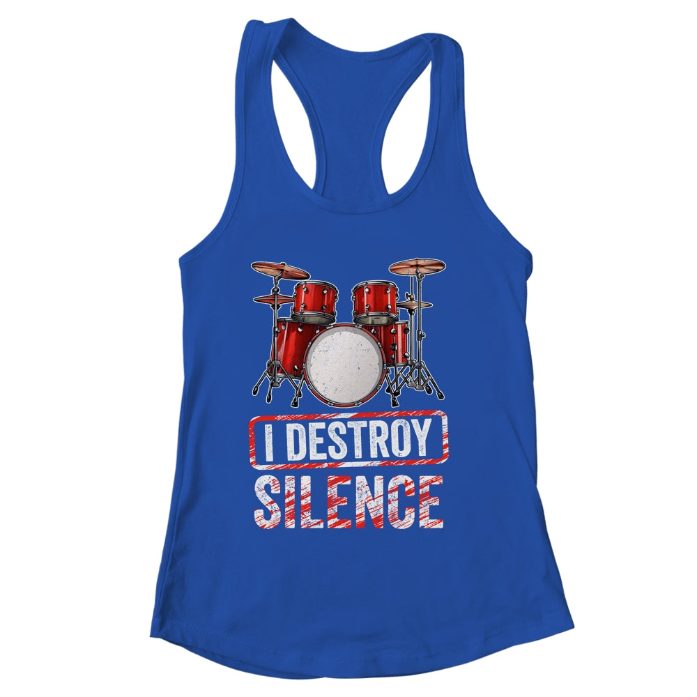I Distroy Silence Drums Percussion Rock Music Drummer Shirt & Tank Top | siriusteestore