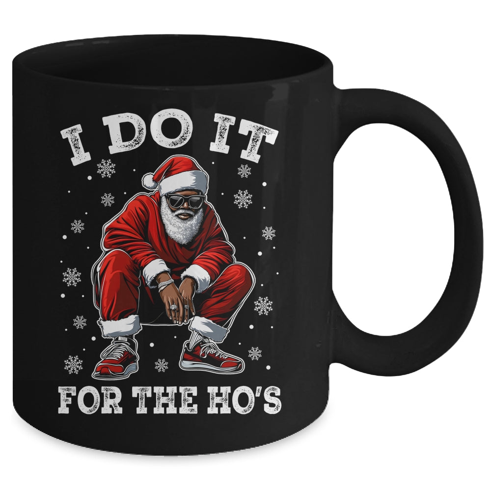 I Do It For The Hos African American Christmas Afro Santa Mug | siriusteestore