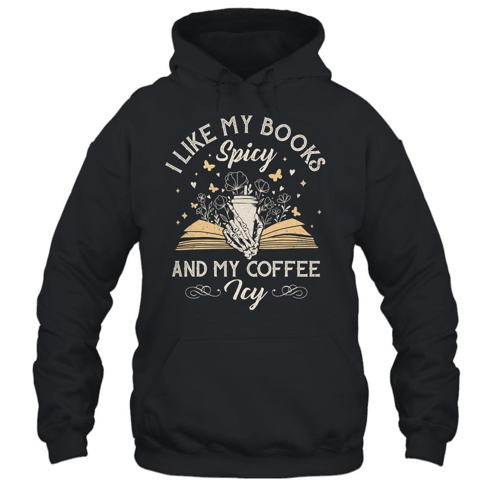 I Like My Books Spicy And My Coffee Icy Skeleton Book Lovers Shirt & Tank Top | siriusteestore