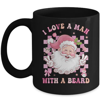 I Love A Man With A Beard Funny Pink Santa Claus Christmas Mug | siriusteestore