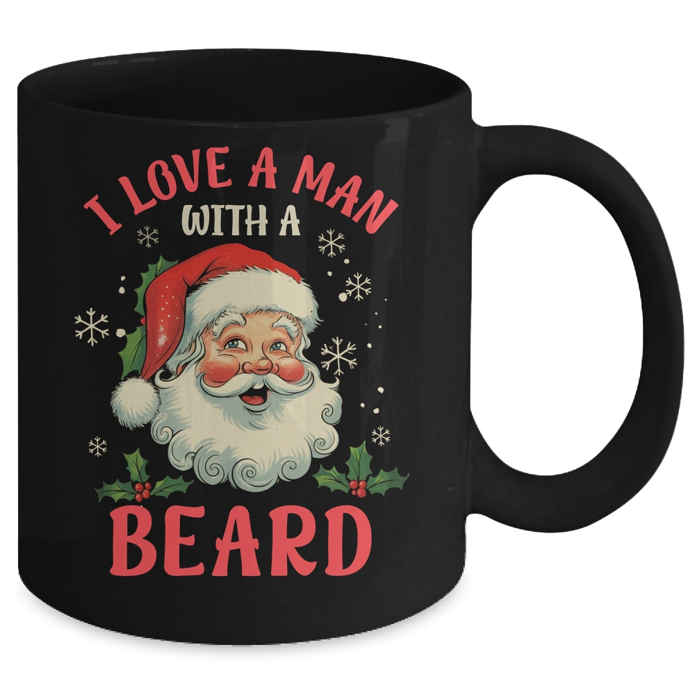 I Love A Man With A Beard Retro Christmas Santa For Women Mug | siriusteestore