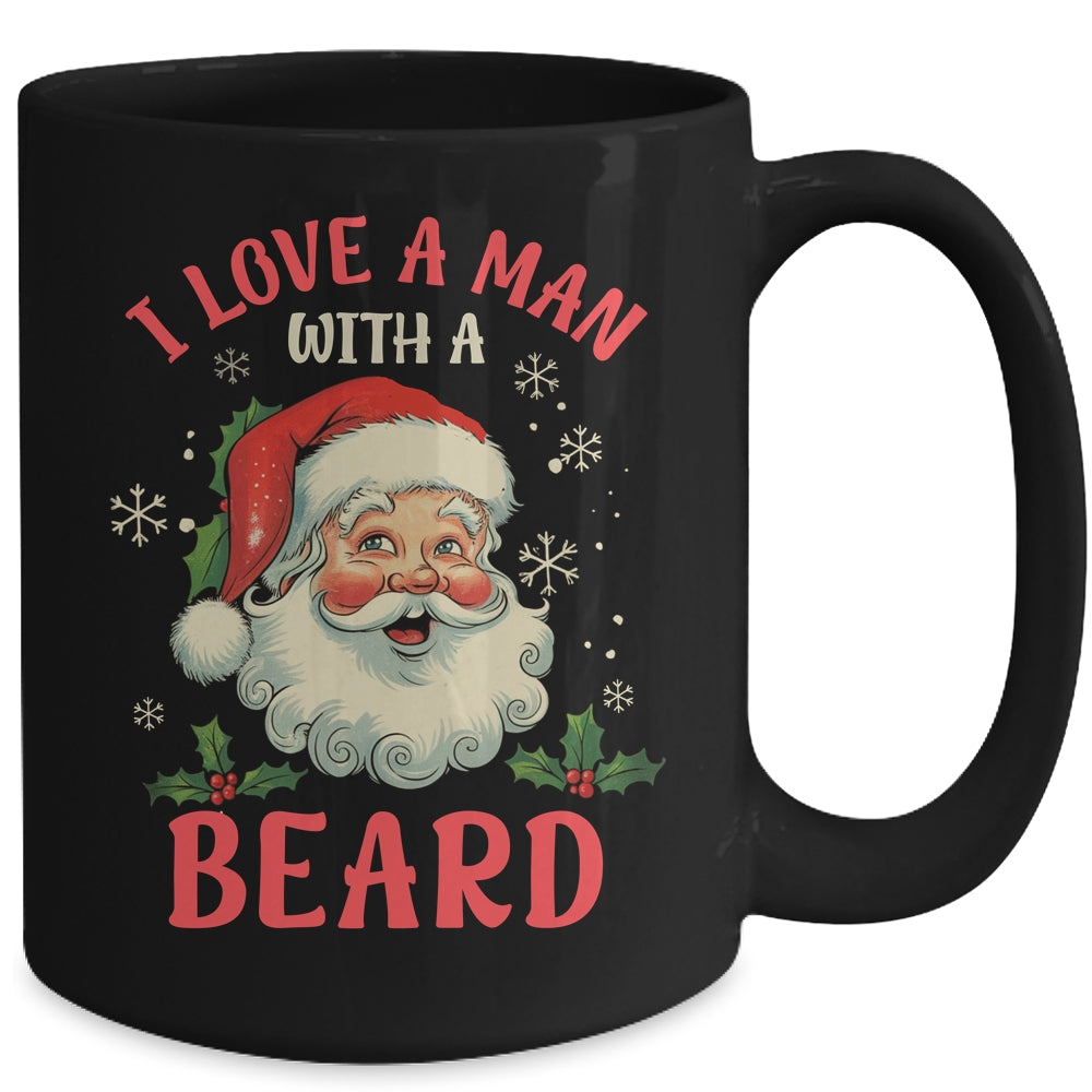 I Love A Man With A Beard Retro Christmas Santa For Women Mug | siriusteestore
