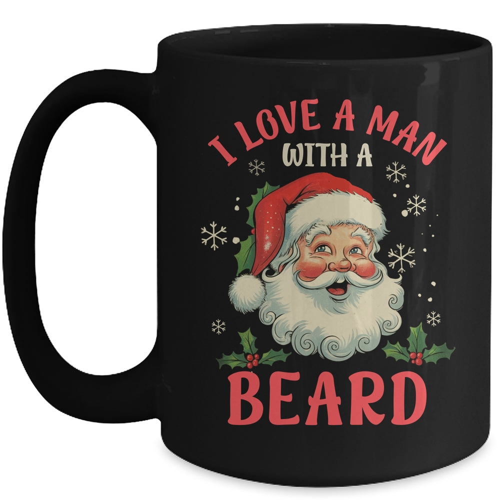I Love A Man With A Beard Retro Christmas Santa For Women Mug | siriusteestore