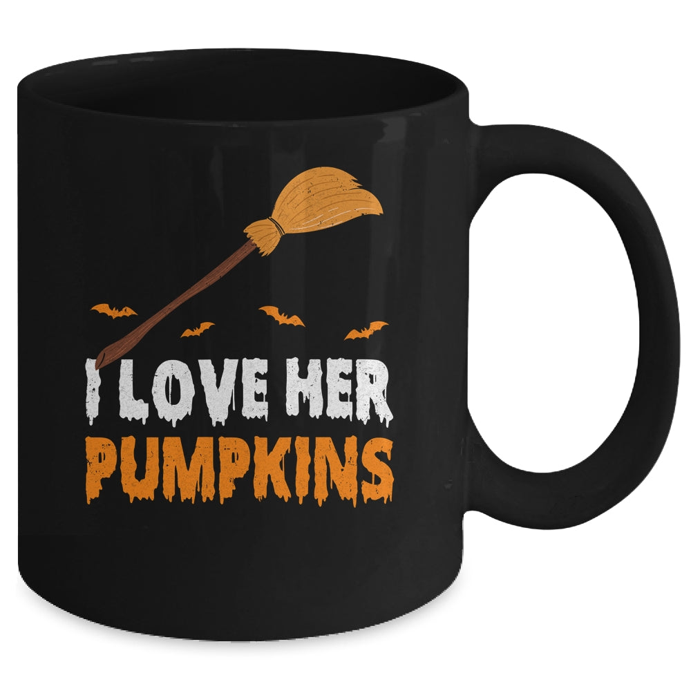 I Love Her I Love His Broomstick Pumpkins Halloween Couples Mug | siriusteestore