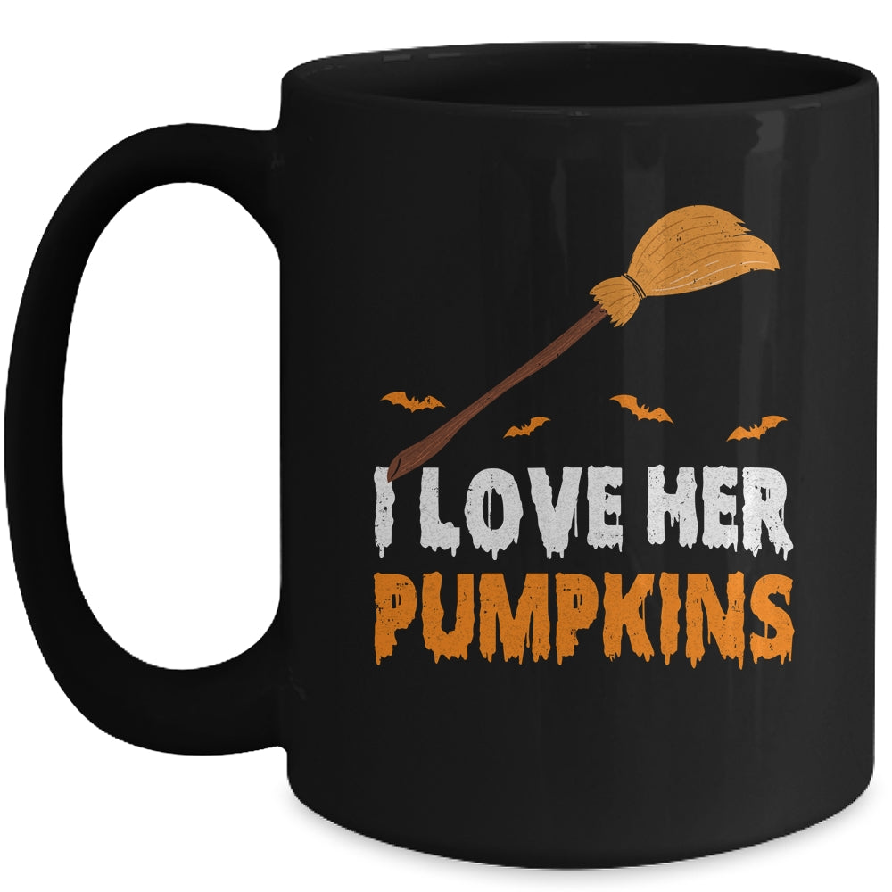 I Love Her I Love His Broomstick Pumpkins Halloween Couples Mug | siriusteestore