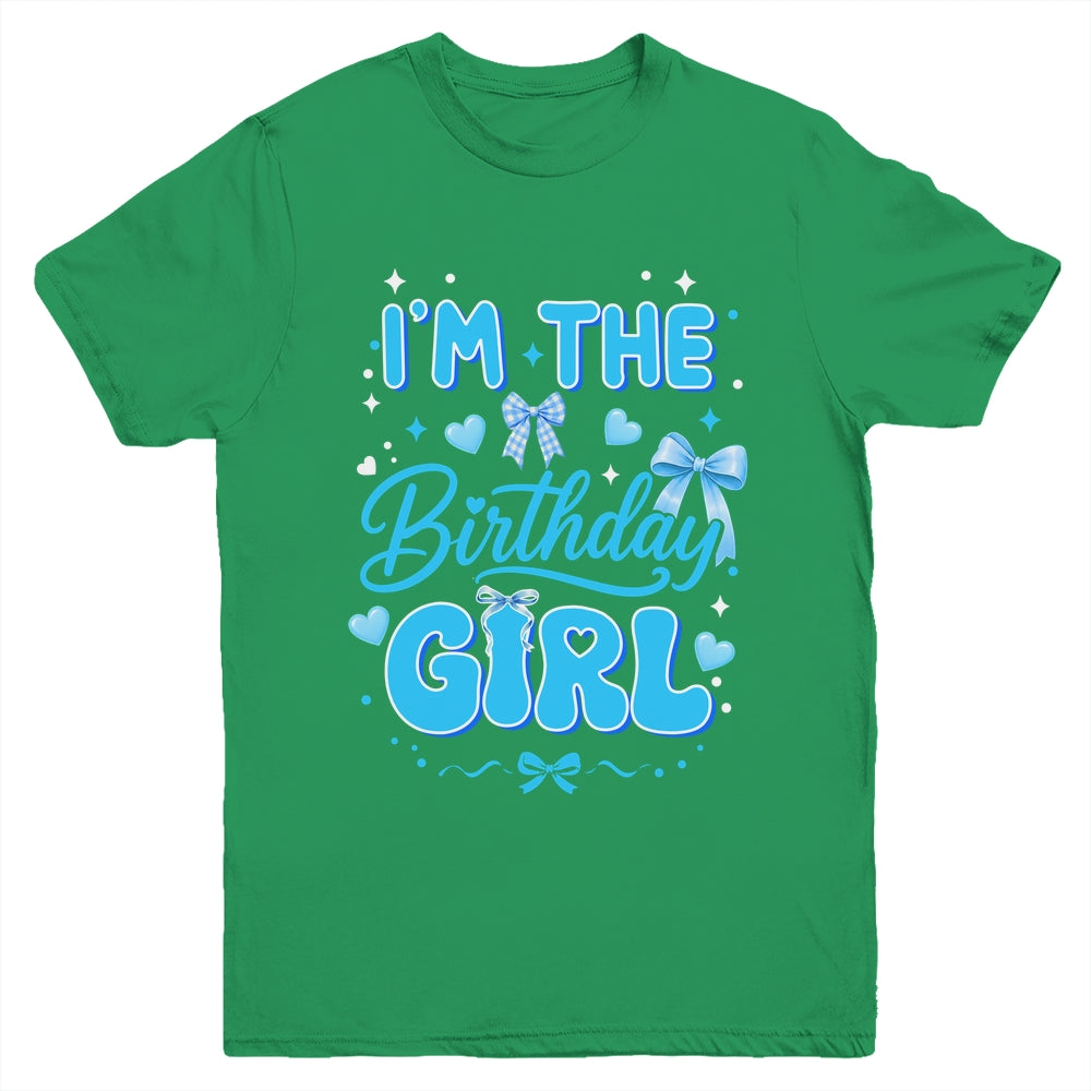 I'M The Birthday Girl Family Coquette Bow Blue Cute Youth Shirt | siriusteestore
