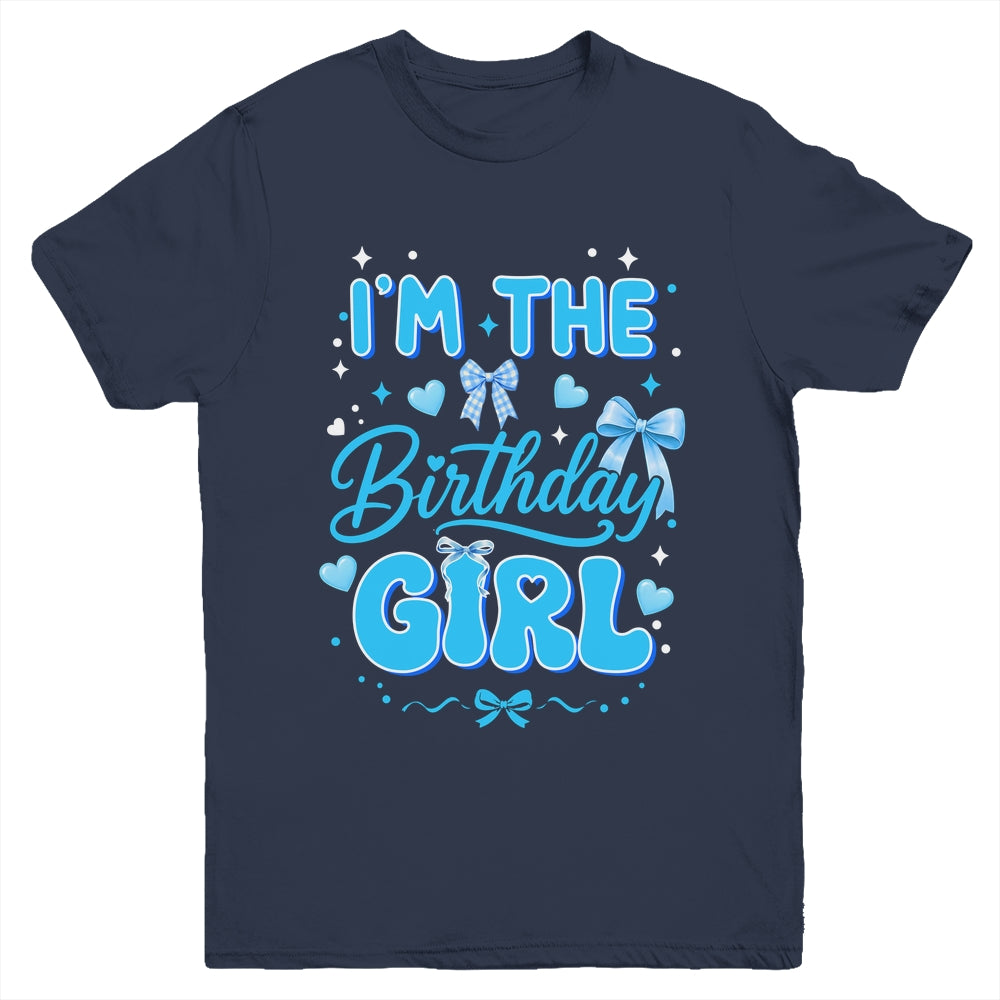 I'M The Birthday Girl Family Coquette Bow Blue Cute Youth Shirt | siriusteestore