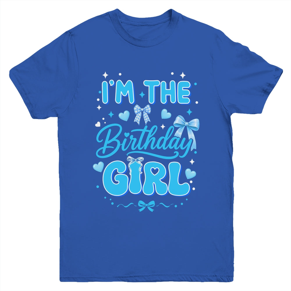 I'M The Birthday Girl Family Coquette Bow Blue Cute Youth Shirt | siriusteestore