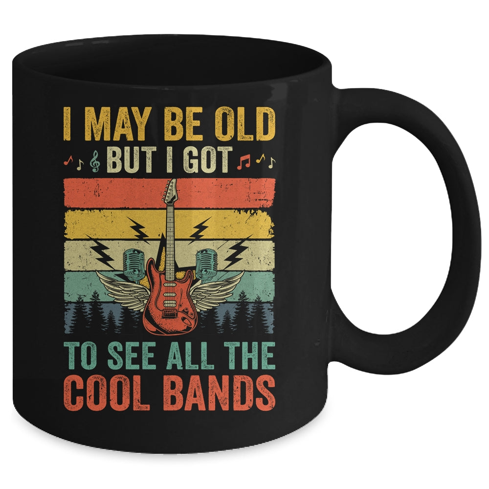 I May Be Old But I Got To See All The Cool Bands Guita Retro Mug | siriusteestore