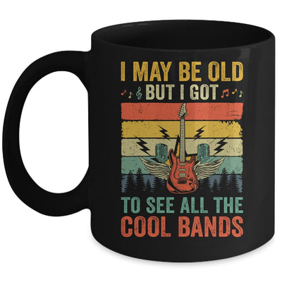 I May Be Old But I Got To See All The Cool Bands Guita Retro Mug | siriusteestore
