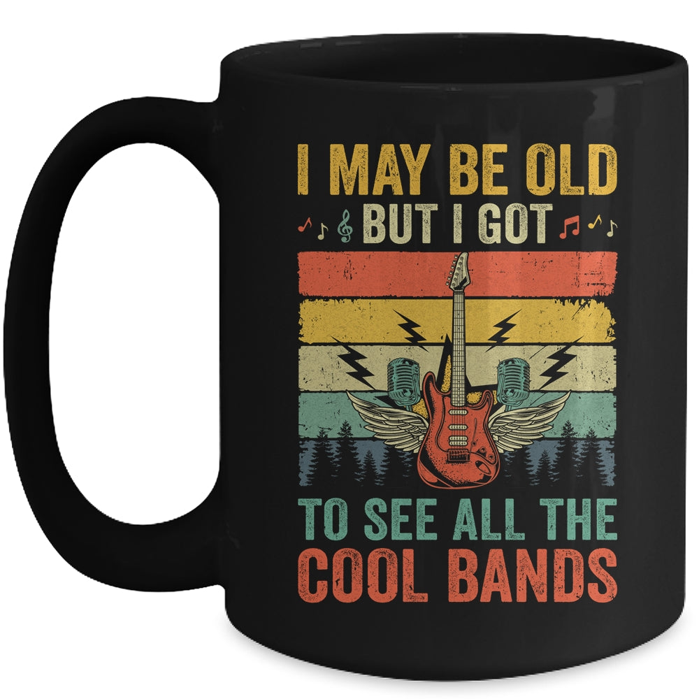 I May Be Old But I Got To See All The Cool Bands Guita Retro Mug | siriusteestore