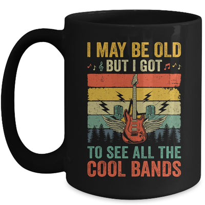 I May Be Old But I Got To See All The Cool Bands Guita Retro Mug | siriusteestore