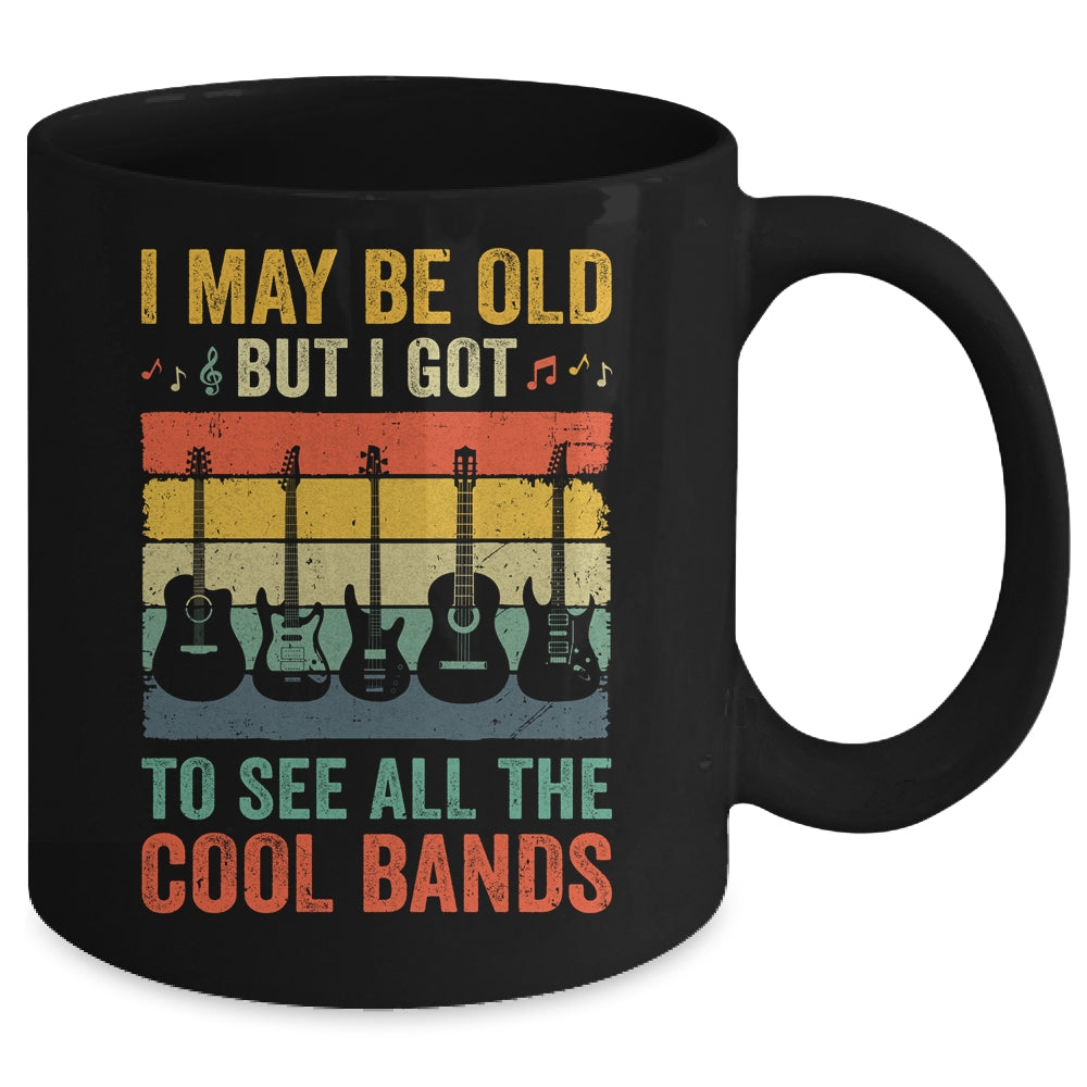 I May Be Old But I Got To See All The Cool Bands Retro Guita Mug | siriusteestore