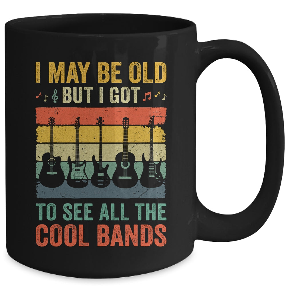 I May Be Old But I Got To See All The Cool Bands Retro Guita Mug | siriusteestore
