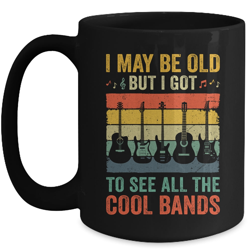 I May Be Old But I Got To See All The Cool Bands Retro Guita Mug | siriusteestore