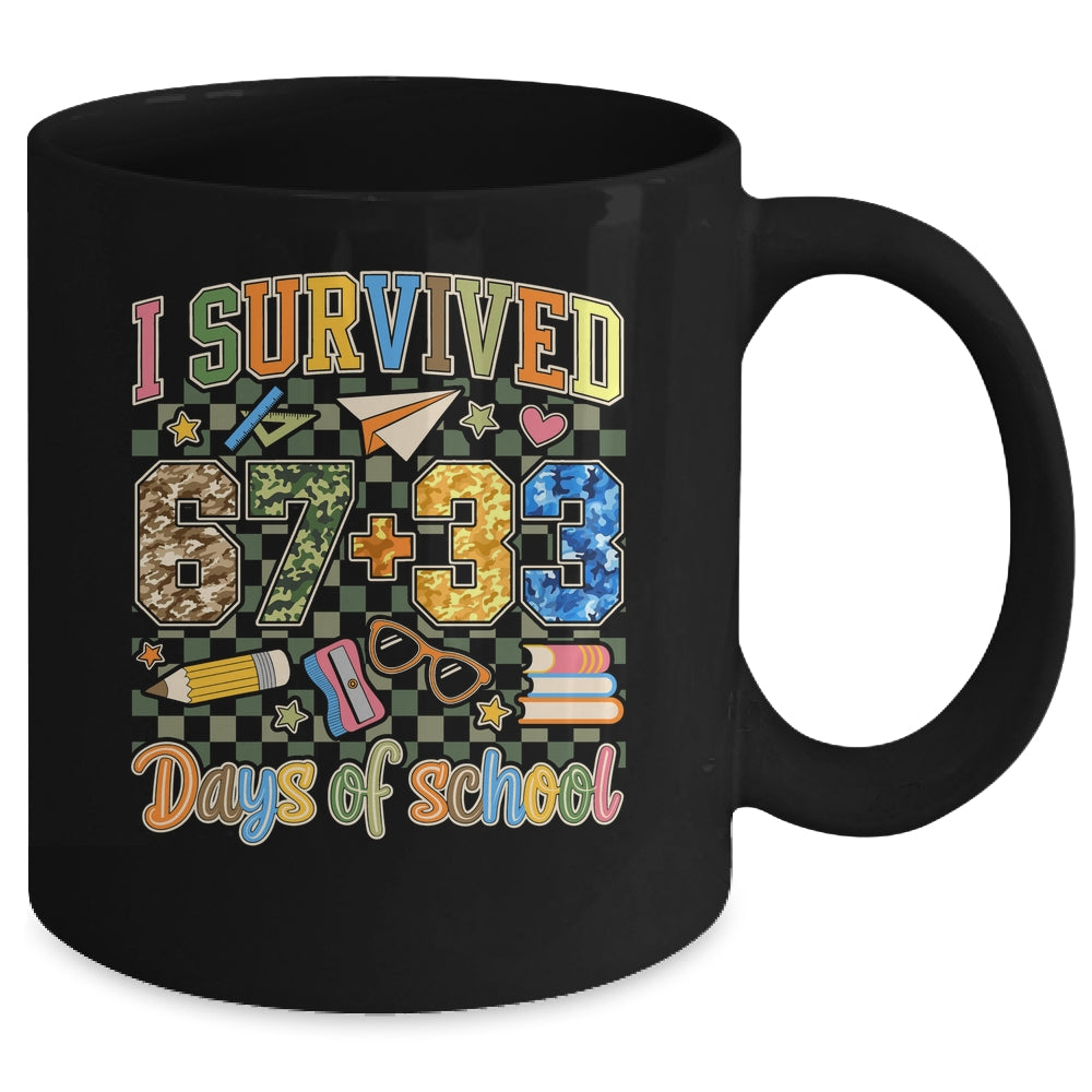 I Survived 100 Days Of School Funny Camo 67 Days Of School Mug | siriusteestore