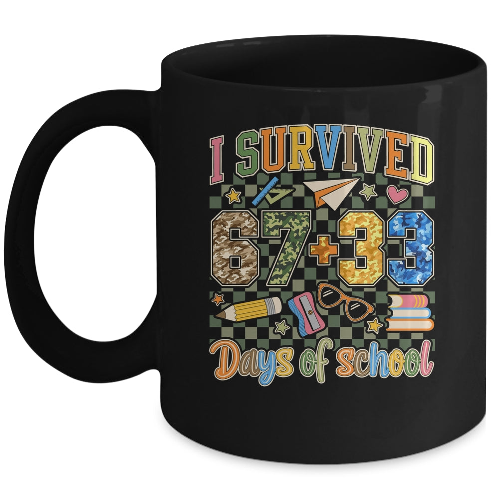 I Survived 100 Days Of School Funny Camo 67 Days Of School Mug | siriusteestore